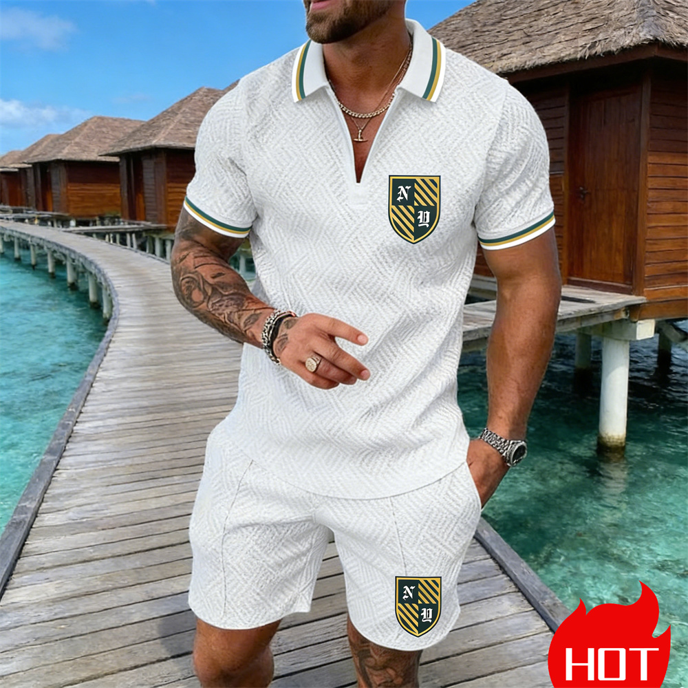 Summer Clothing Resort - Setelan Kaos Polo Pria Kasual Motif