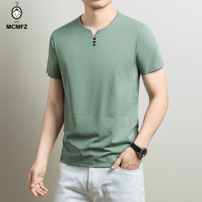 Summer Cloth - Kaos Henley Pria Basic Bahan Katun