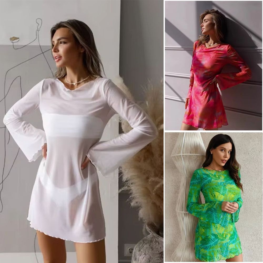 Gaun Pantai Tipis Berbahan Jar - Swim Cover Up Mesh ulasan dan harga