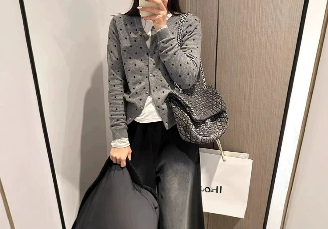 Kardigan Rajut Polkadot Abu-ab - Crew Clothing Summer Jacket ulasan dan harga