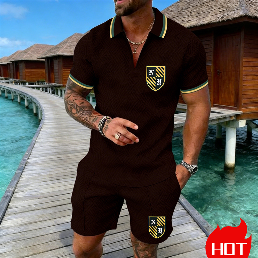 Setelan Kaos Polo Pria Kasual  - Summer Clothing Resort ulasan dan harga