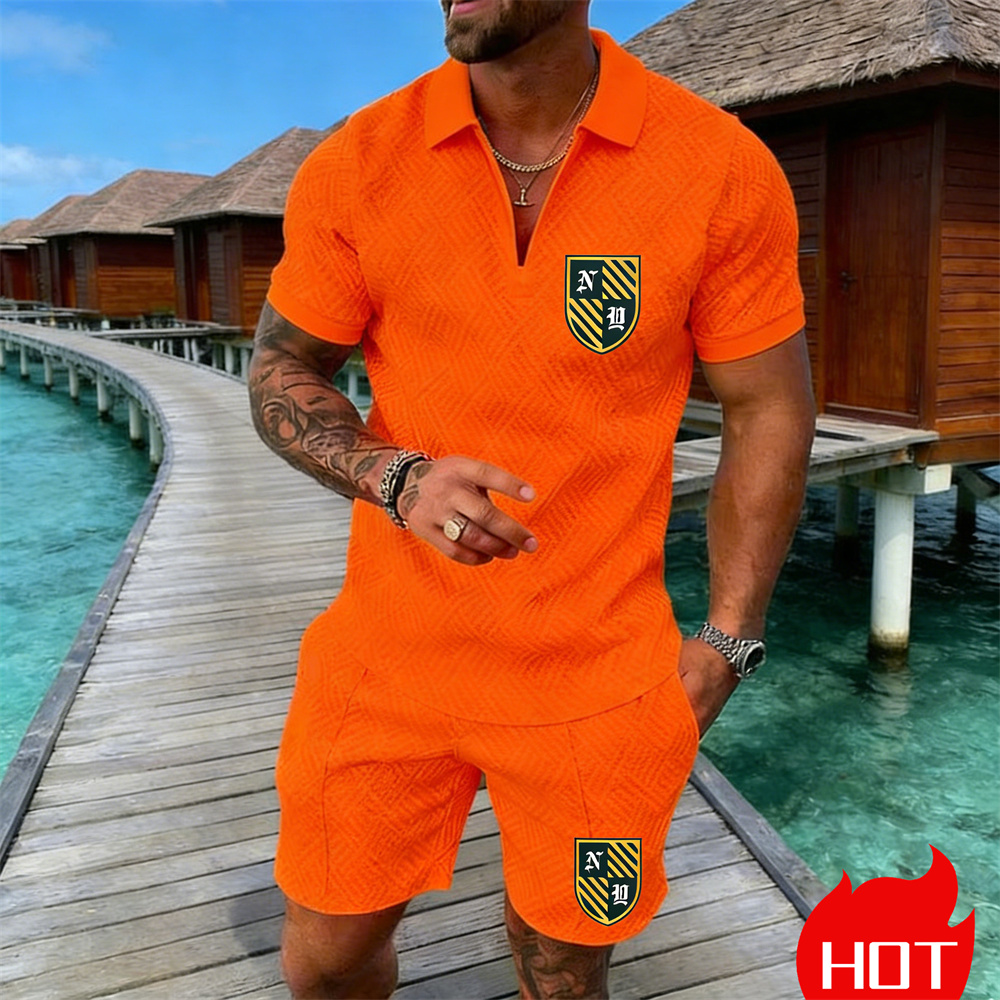 Setelan Kaos Polo Pria Kasual  - Summer Clothing Resort ulasan dan harga