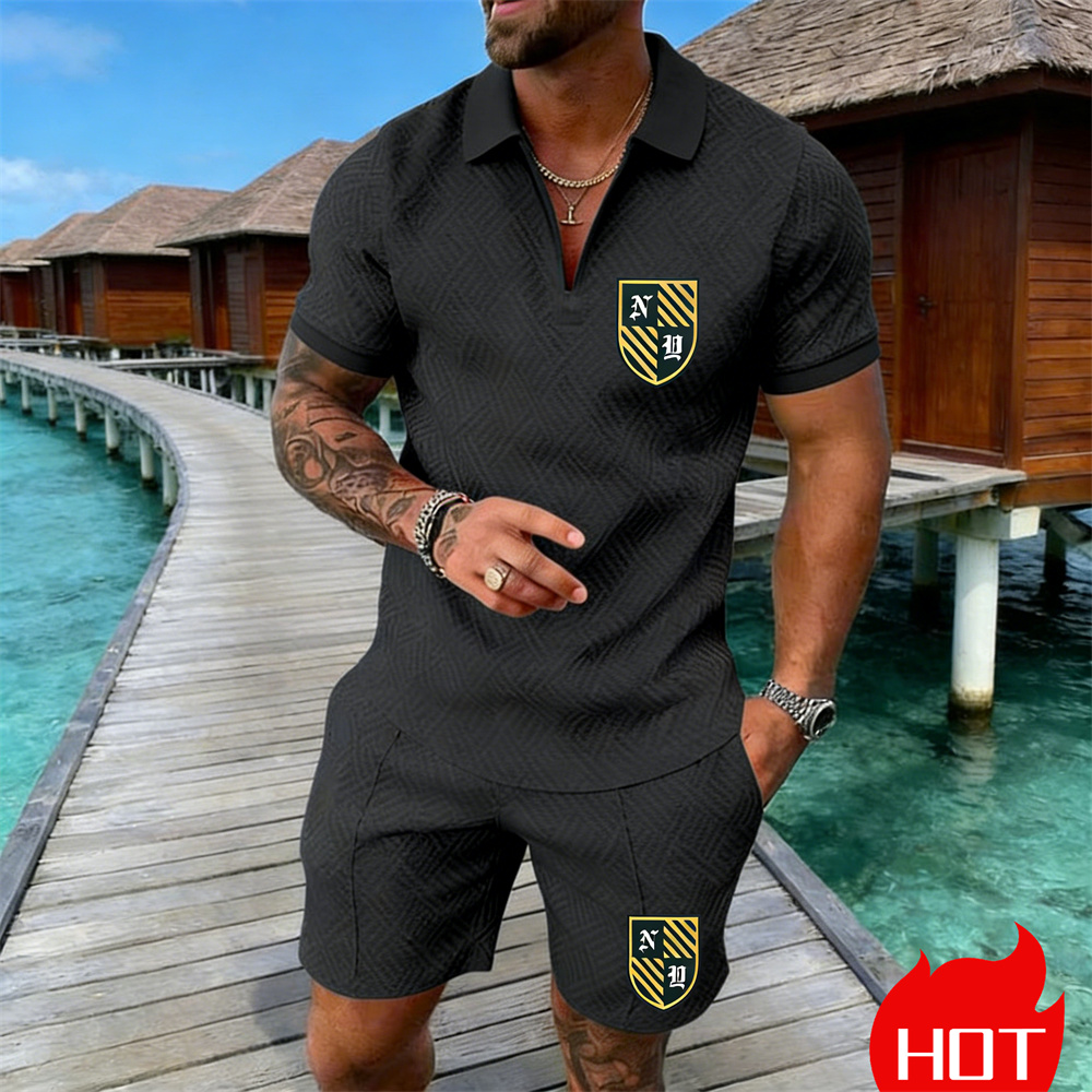 Setelan Kaos Polo Pria Kasual  - Summer Clothing Resort ulasan dan harga