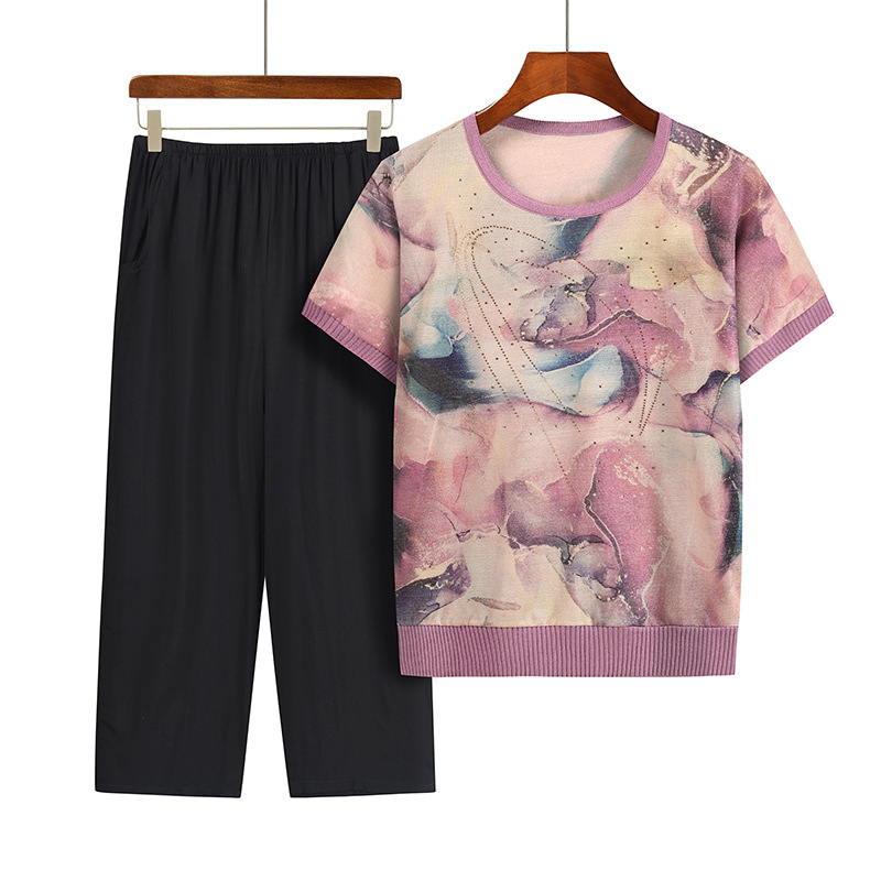 Setelan dua potong untuk nenek - Summer Clothing For 70 Year Old Woman ulasan dan harga