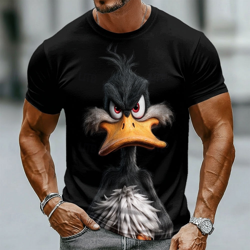 Kaos Pria 3D Lucu Bebek Hitam  - Crew Clothing Summer Jacket ulasan dan harga