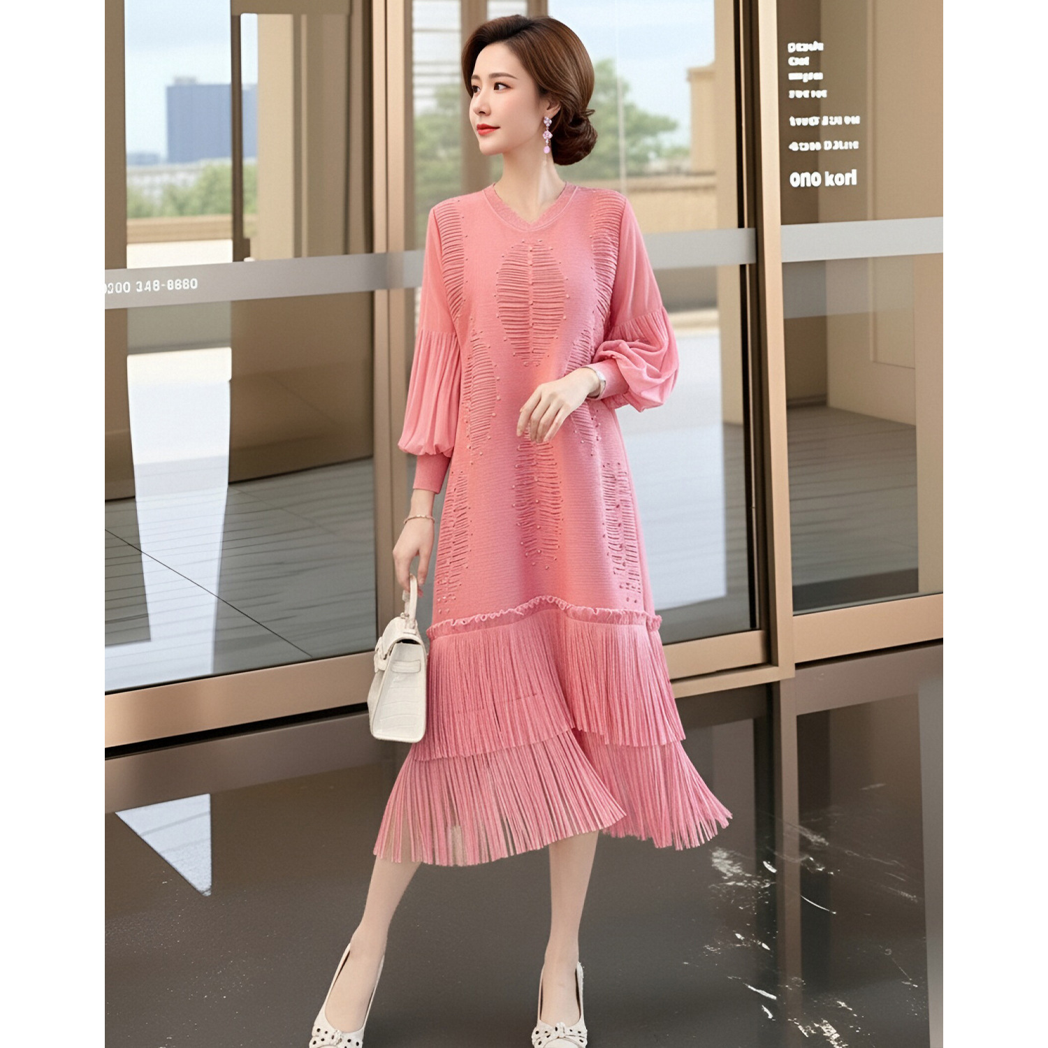 Rok Rumbai Gaya Miyake untuk L - Summer Clothing Resort ulasan dan harga