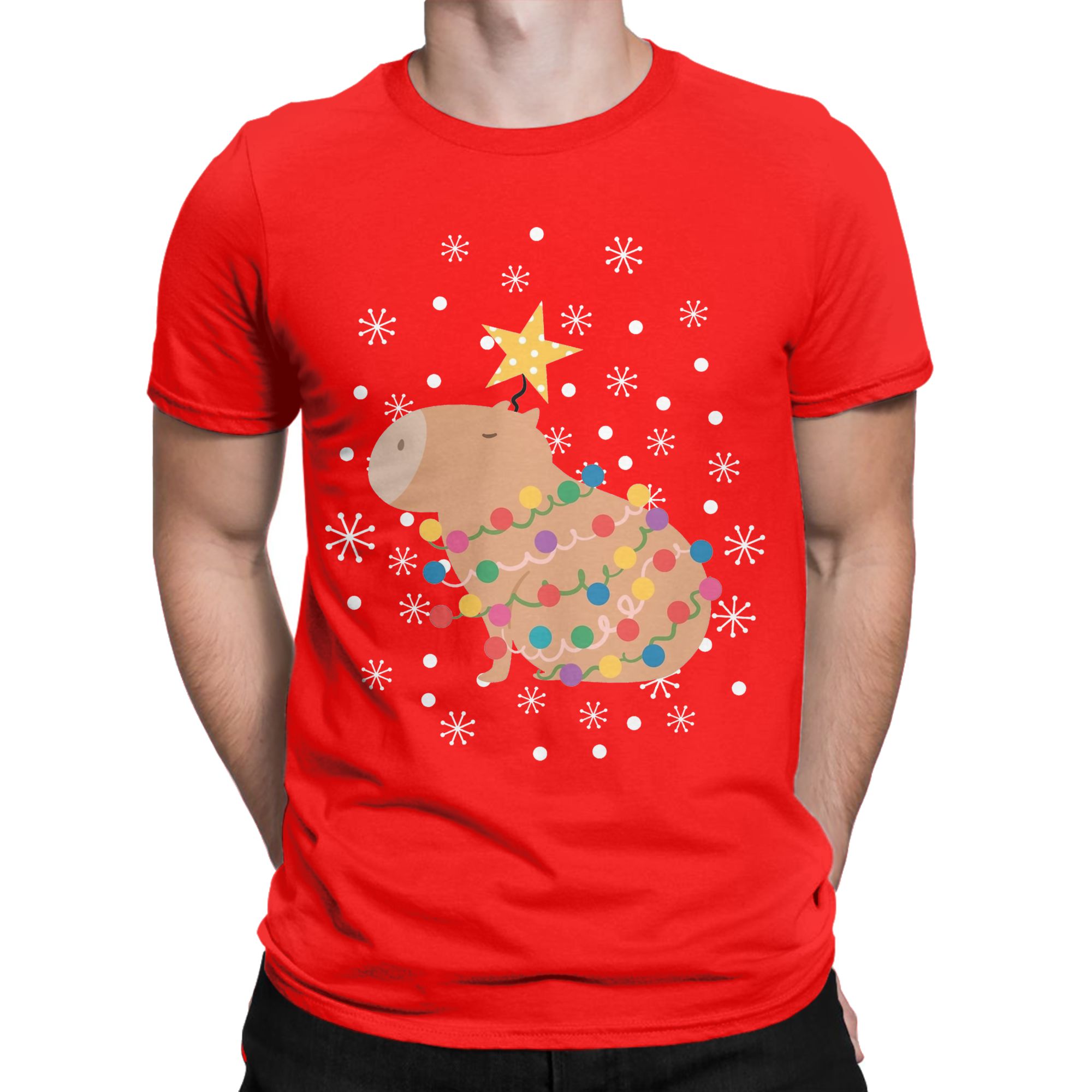 Kaos Pohon Natal Capybara untu - Summer Clothing Ideas ulasan dan harga