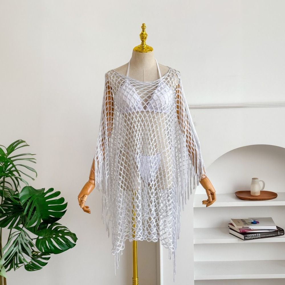 Atasan Rajut Crochet Warna Sol - Swim Cover Up Mesh ulasan dan harga