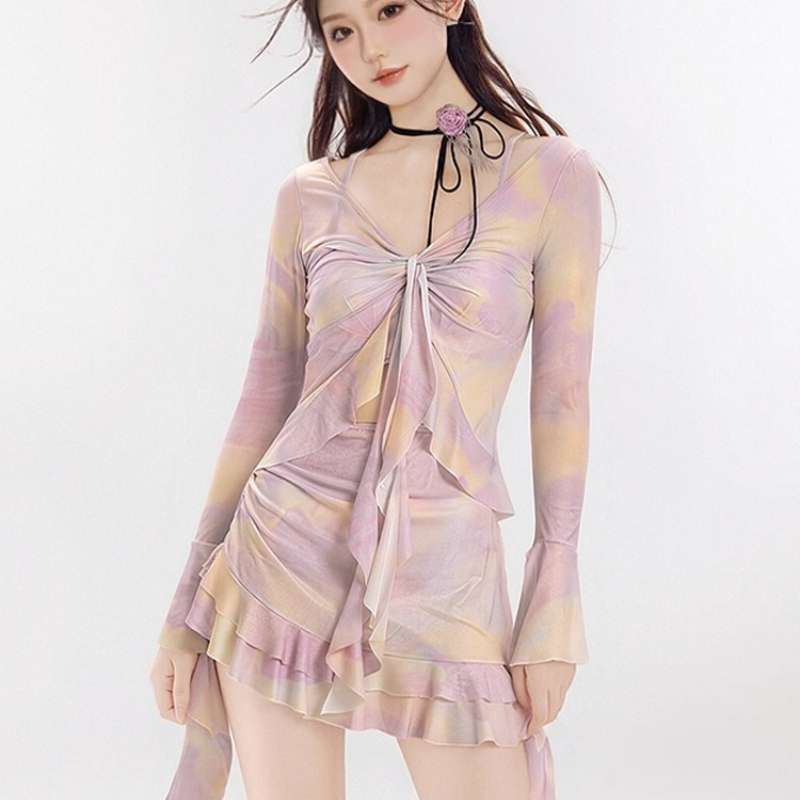 Set Bikini 4 Potong Wanita War - Swim Cover Up Mesh ulasan dan harga